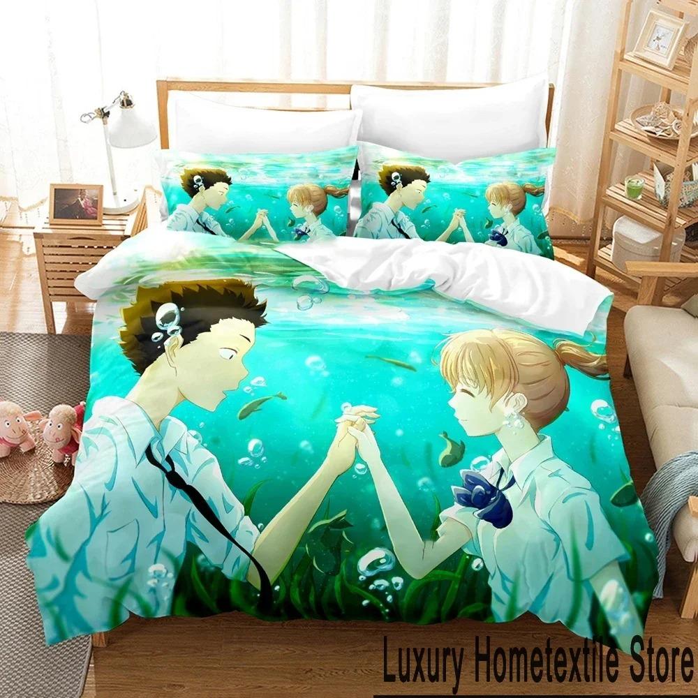 Anime A Silent Voice The Shape of Voice Bedding Set Duvet Cover Bed Set Quilt Cover Pillowcase Comforter King Queen Size