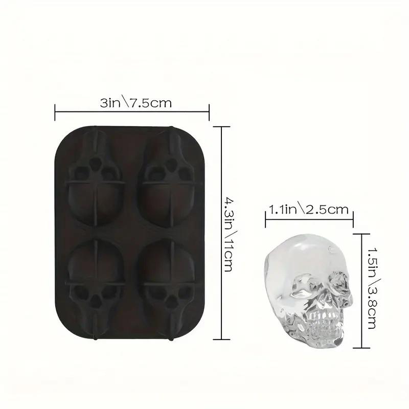 Silicone Ice Cube Mold Tray With Lid, Diamond Skull Ball Shape Ice Maker, Easy Release ,For Whisky, Cocktail, Kitchen Accessorie