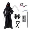 2024 Grim Reaper Halloween Cosplay Set for Kids - Scythe & Dark Ghost Costume Prop