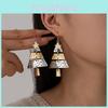 Trendy Long Alloy Christmas Tree Earrings Featuring Vibrant Geometric Star Shapes Celebrations For