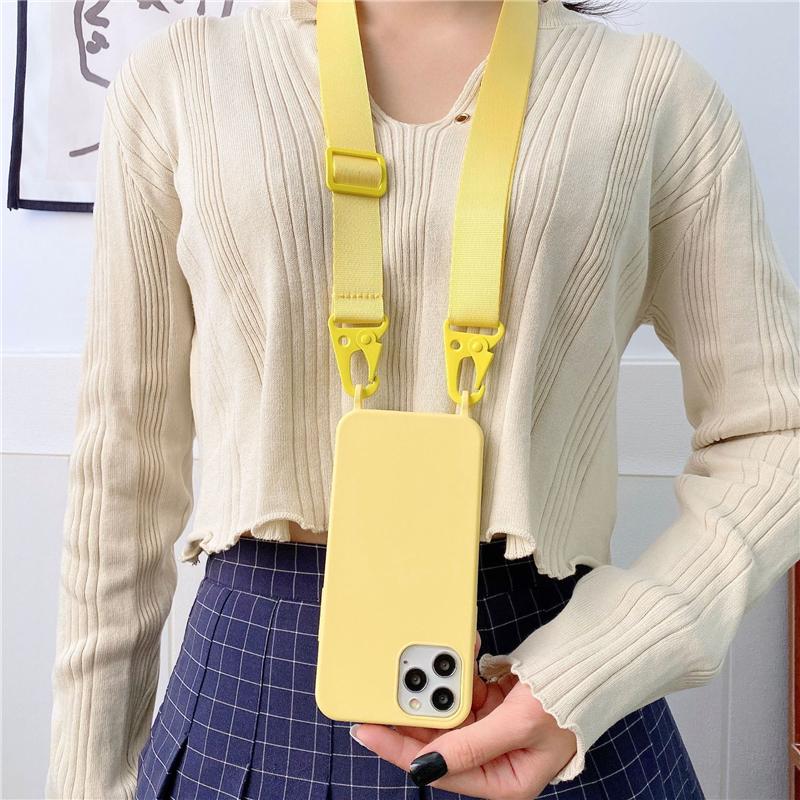 Lanyard Phone Case Soft Silicone Crossbody Strap Mobile Phone Case for iPhone 14 Pro Max SE Soft Phone Case