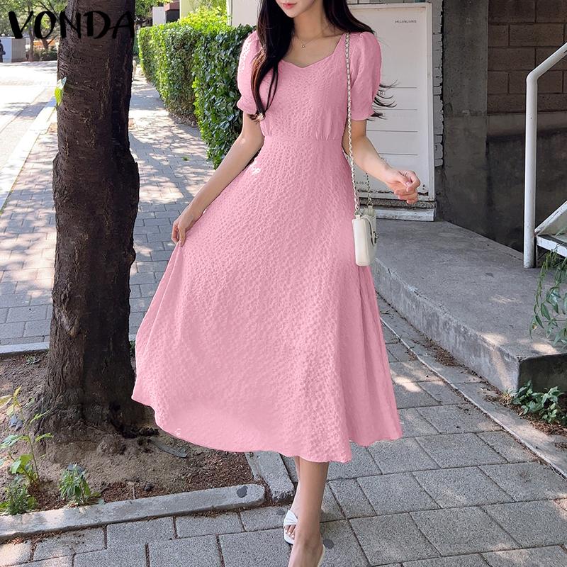 Купить VONDA Элегантное женское простое длинное платье с квадратным ...