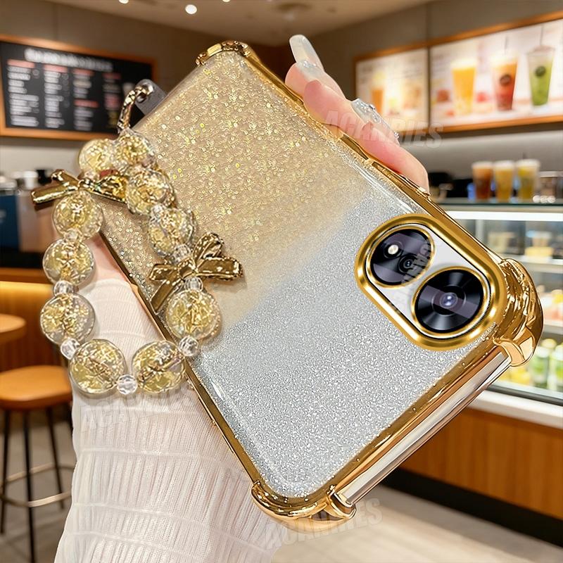 

Звездная цепочка-шнурок с гальваническим покрытием, блестящий противоударный силиконовый чехол для Oppo A74 A57 A54 A55 A72 A74 A97 A16 A17 A58 A78 A97, задняя крышка Oppo A17