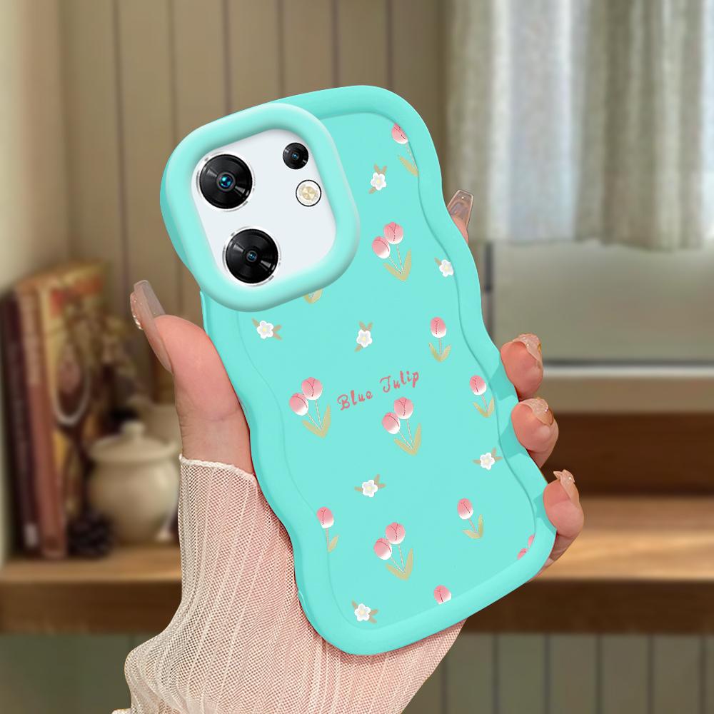 Big Wave Edge Soft Silicone Material Macaron Phone Case Shockproof Protective Rubber Casing for OPPO Reno Realme Infinix Tecno