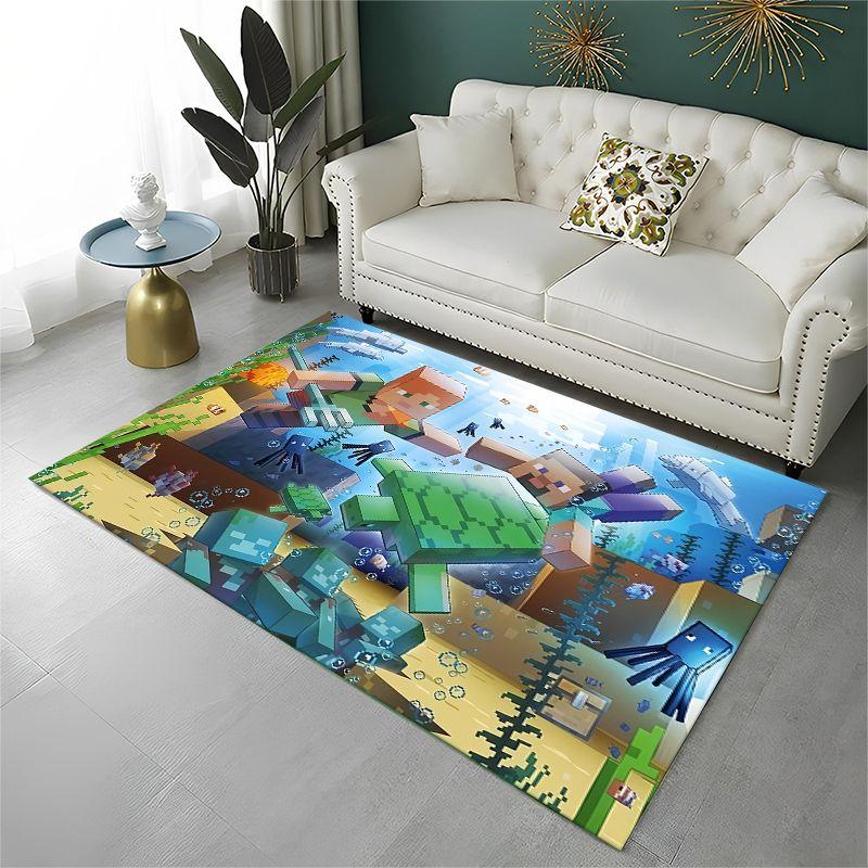 Cartoon S-Sandbox Pixel Bulding Game Non-Slip Area Rug for Living Room,Bedroom,Playroom,Carpet Floor Mat Home Decor Rug Kid Room