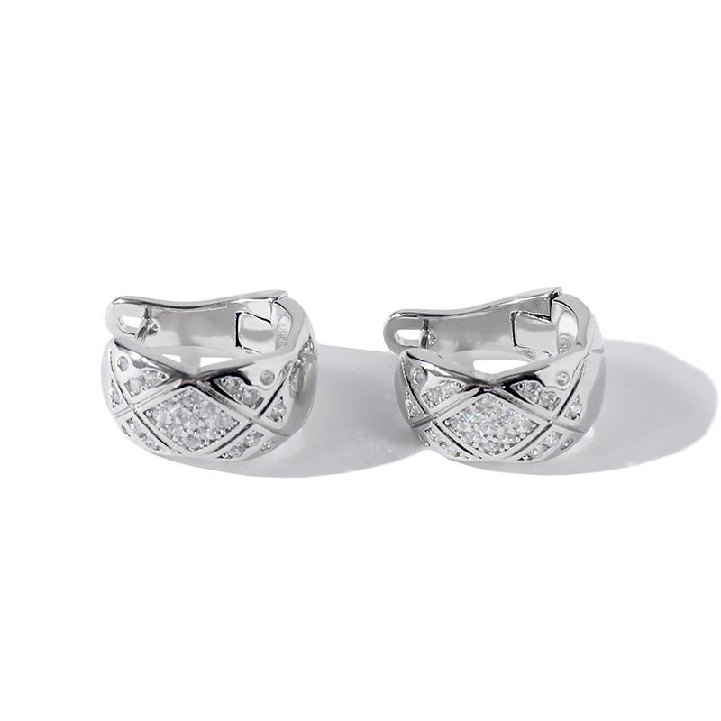 Elegant Argyle Diamond-Inlaid Ear Clips - Trendy European & American Style