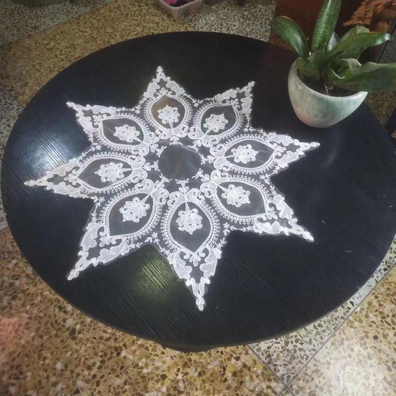 French Romantic Octagonal Lace Embroidered Tablecloth Bedroom Study Living Room Small Round Table Cover Wedding Party Decoration