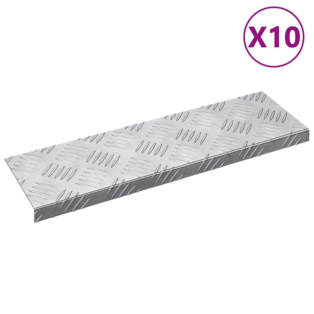Stair Tread Step 10 Pcs Silver 60 X 18 X 2.5 Cm Aluminum