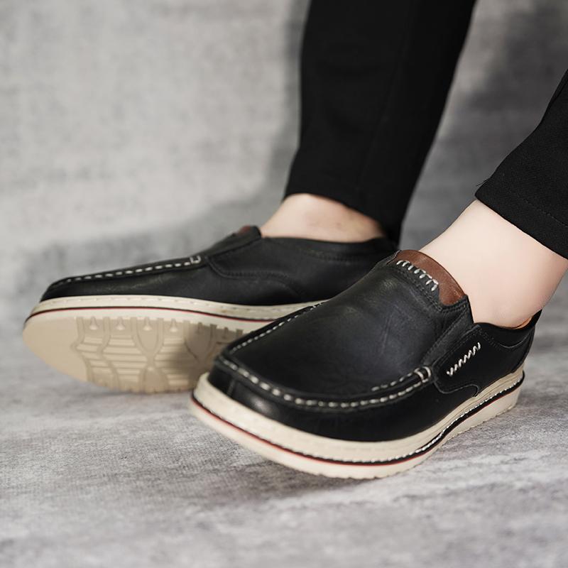 Fashion Men Loafers Party Driving Loafers Shoes Male Genuine Leather Business Office Leather Men's Casual Flats Moccasins Black Brown 47