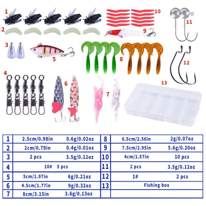 45-Piece Lure Fishing Kit Full Water Column Artificial Bait Set Bass Pike Trout
