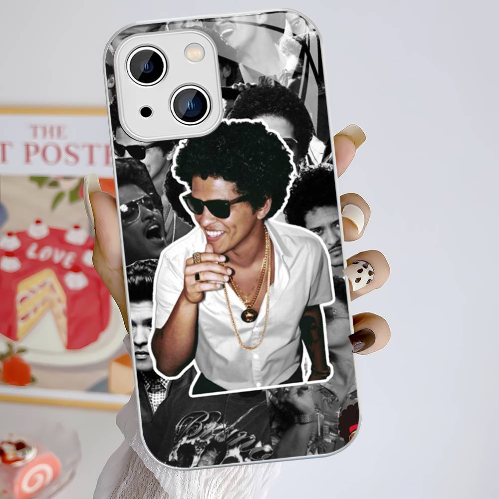B-Bruno M-Mars Singer Tempered Glass For Iphone 14 13 12 11 Pro Mini XS MAX 14Plus X XS XR Fundas