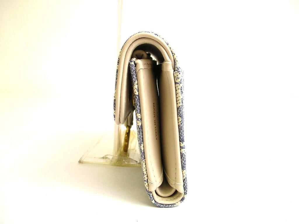 Authentic Christian Dior Cannage Light Blue Trifold Saddle Lotus Wallet #a841  Refurbished