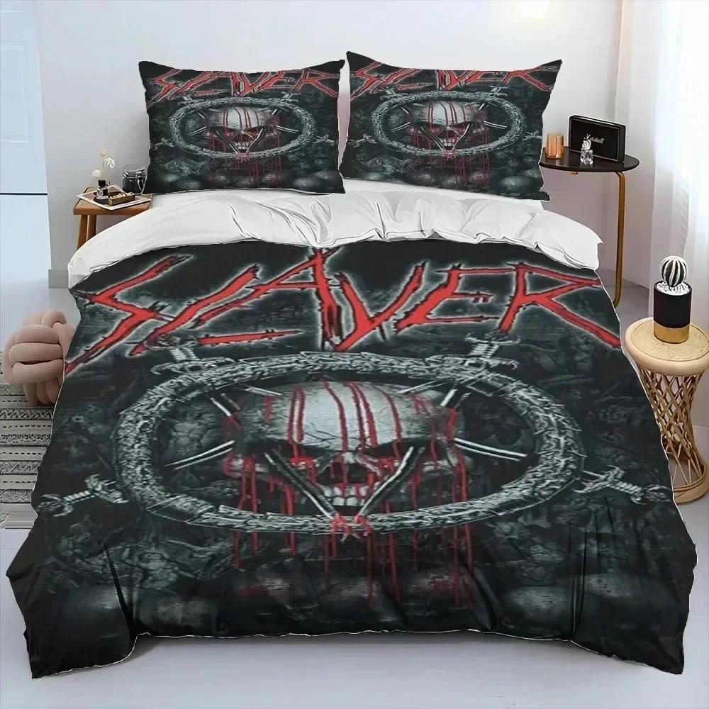 3D Print Slayer Heavy Metal Band Music Comfortable Duvet Cover Pillowcase Bedding Set Children Bedroom Decoration Home Textile