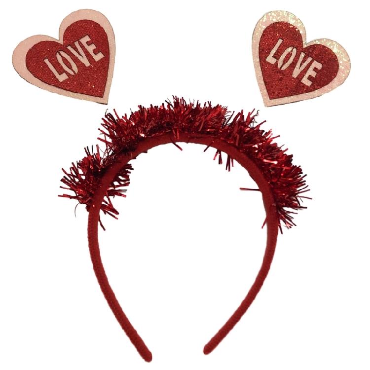 Woman Teens Tinsel Valentines Headband Hair Hoop Girls Banquet Party Hairband