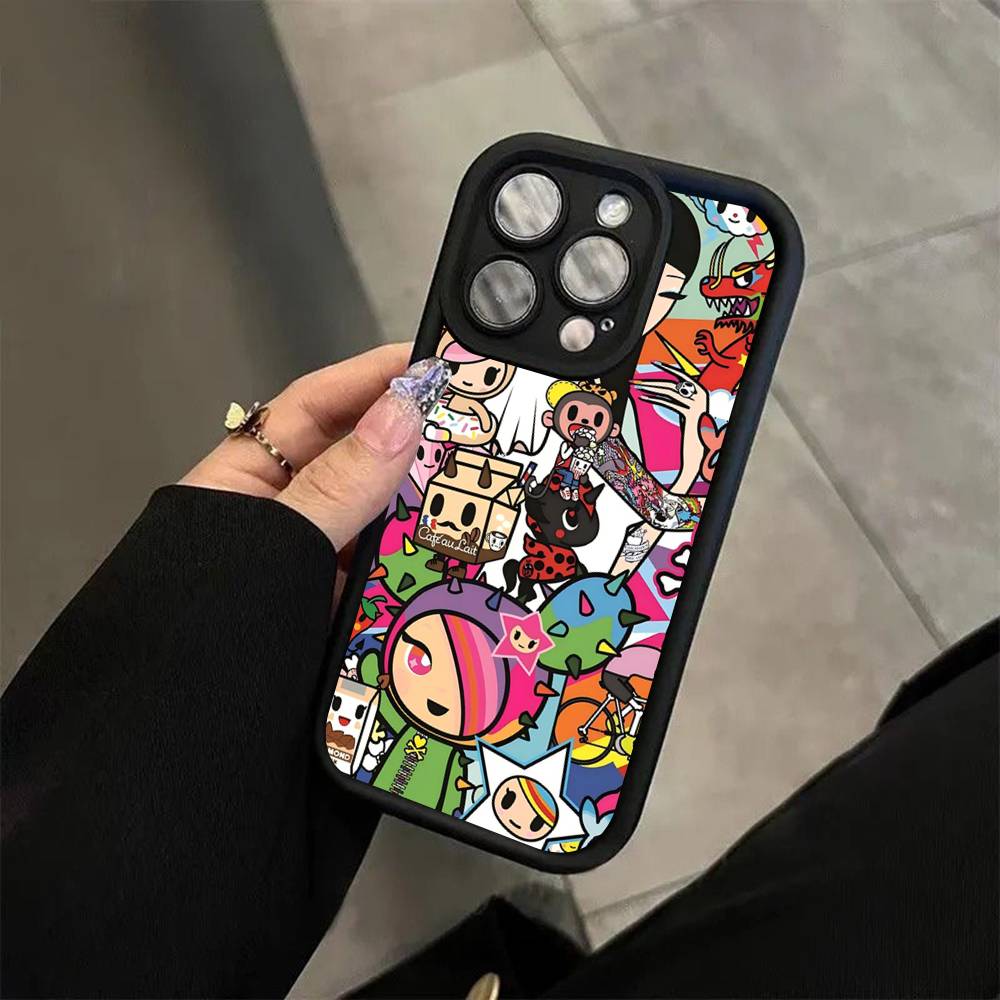 Japan Tokidokis For iPhone 17 16 15 14 13 12 11 Pro Max Plus Black Full Coverage Soft Funda Silicone Cover