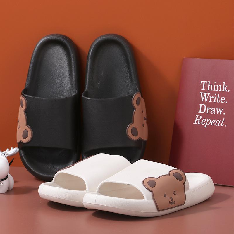 Hausschuhe mit seitlichem Bärenmotiv: Süße Sommer-Flip-Flops für Frauen, Studenten und Paare