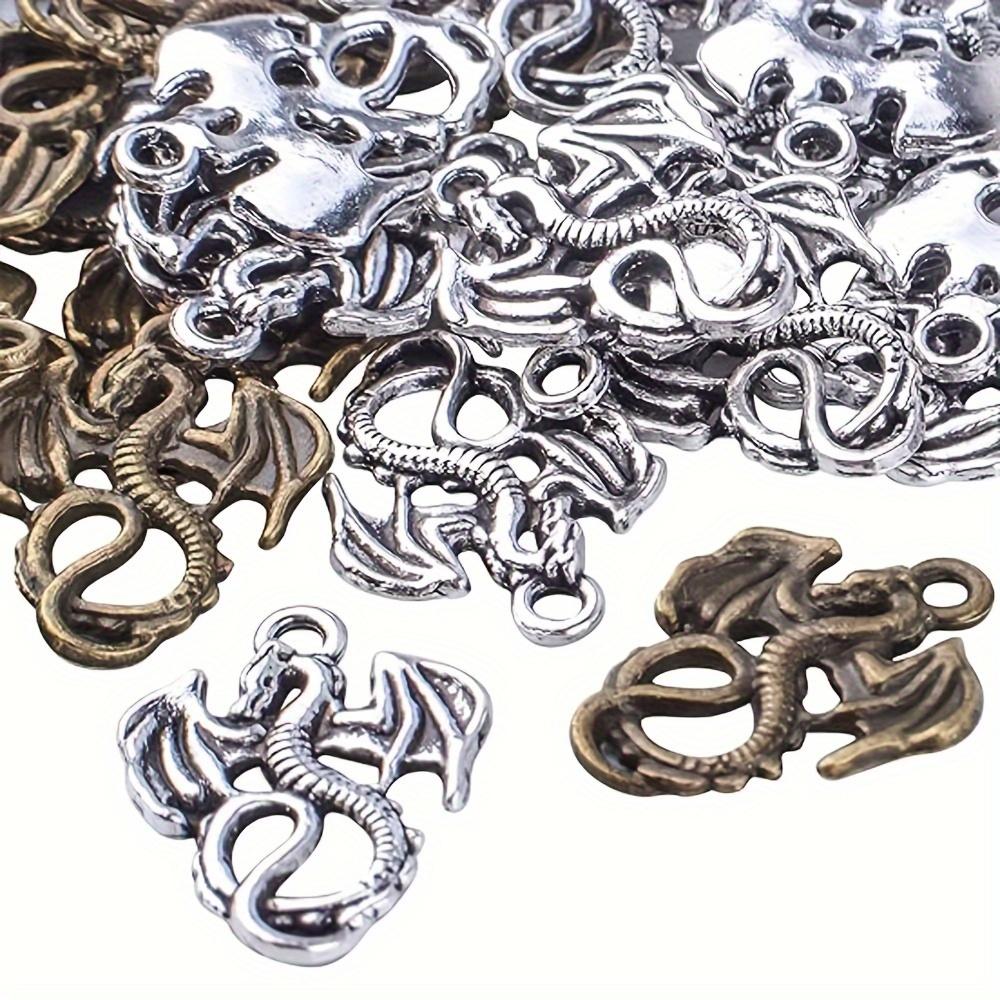 10/20/40pcs Creative Flying Dragon Shape Ancient Silver Ancient Blue Dragon Shape Pendant Alloy Pendant Versatile Personalized Animal Accessories