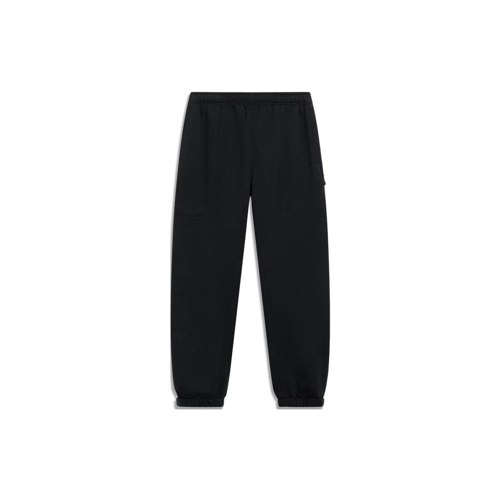 Li Ning Solid Color Loose Fit Cuffed Casual Pants Men Bottoms Black AKLT253-2