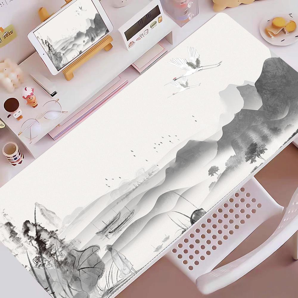 Inkwash Crane Mouse Pad Gaming Mouse Pad Mouse Pad with Edges and NonSlip Rubber Base Extended Mouse Pad 800x300x2mm
