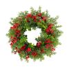 16 Inch Christmas Wreath with Red Berries Artificial Eucalyptus And Cedar Leaf Wreath for Holiday Front Door Wall Home Decoration