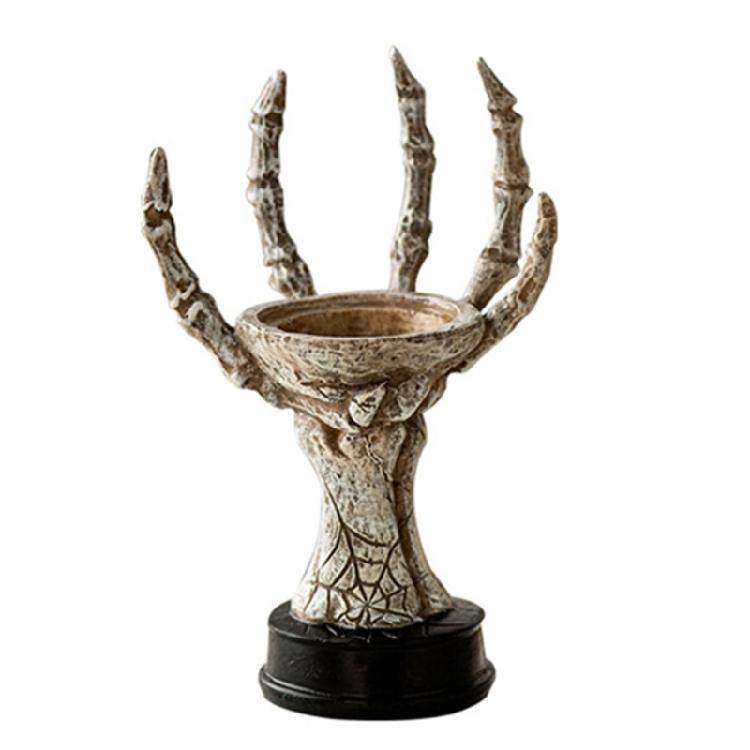 Horror Skeleton Hand Figurine Resins Candle Holders Halloween Tealight Stand Candlestick Centerpiece Decors for Festival