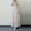 Womens Muslim Dress Islamic Clothing Long Sleeve Round Collar Print Dress Dress Maxi Dresses Plus Size S-5XL