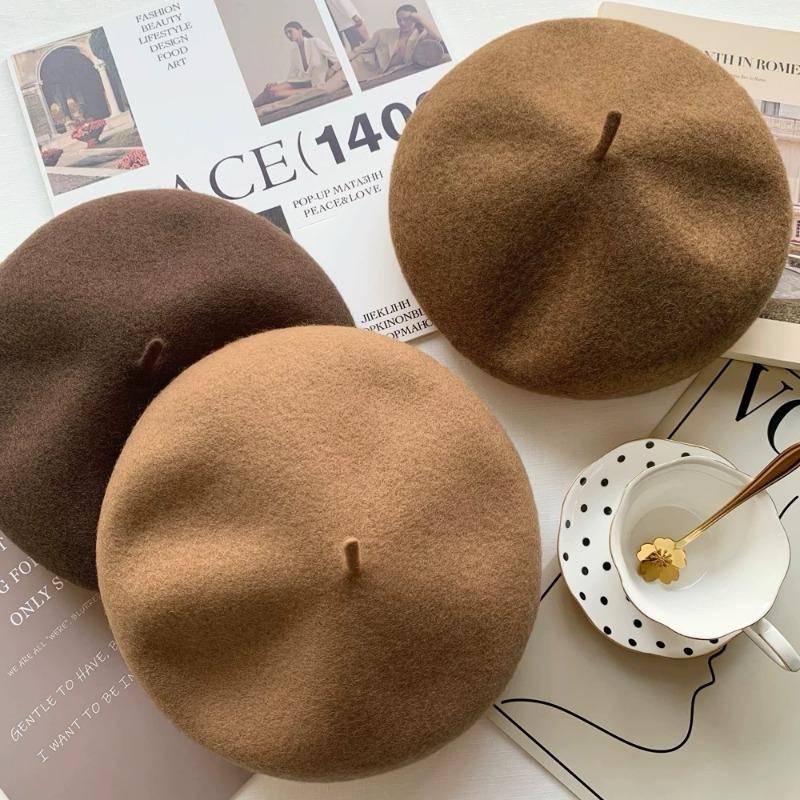 Women S Vintage Versatile Korean Style Small Face Mushroom Beret Hat Customizable
