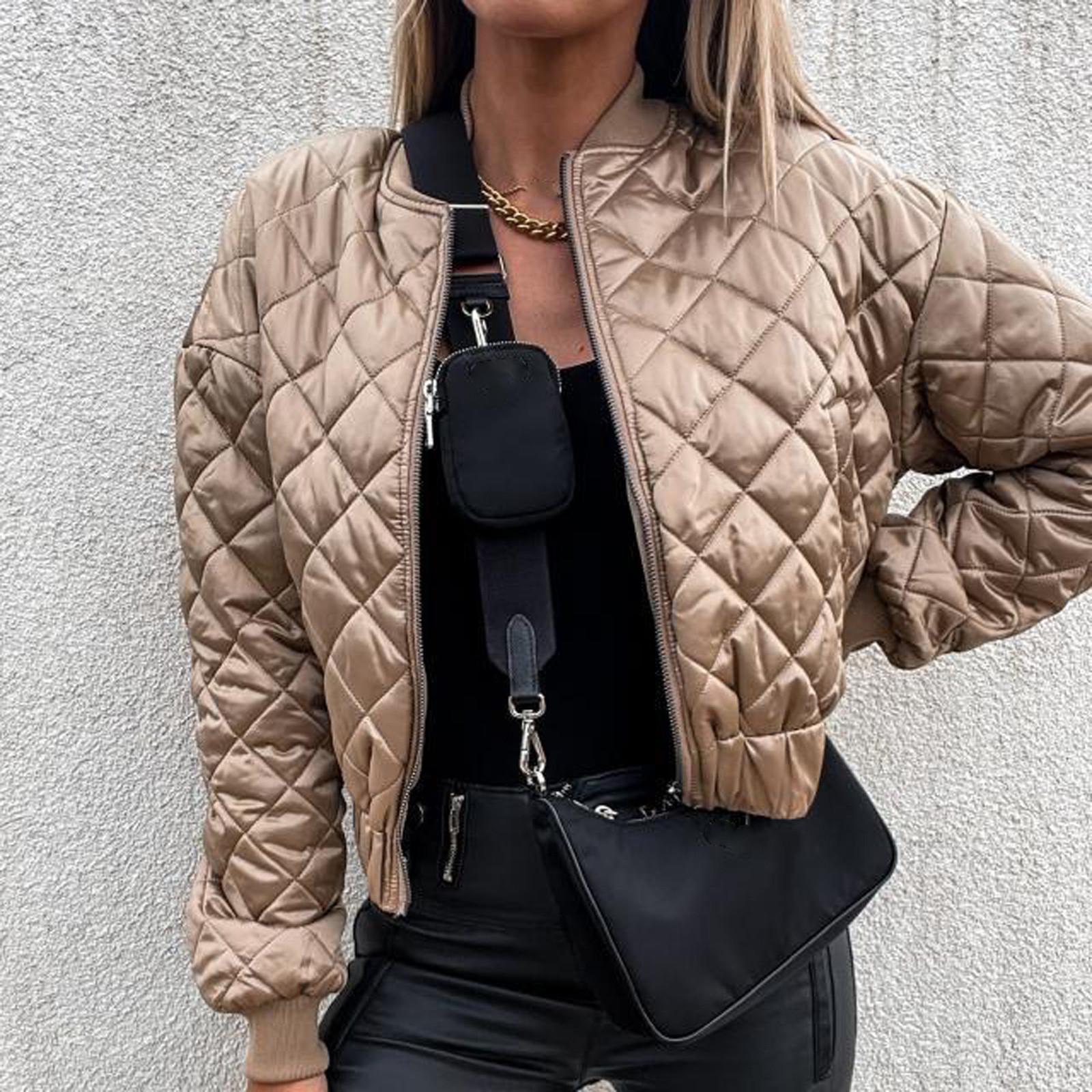 

(SU)Модная женская однотонная короткая куртка на молнии, хлопковая повседневная куртка с карманами, хлопковая куртка XXL хаки