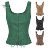 Weste für Damen mit Schnürung, Riemen, Renaissance, Vintage, quadratischer Ausschnitt, ärmellos, mittelalterlich, schmale Passform, einfarbig, Halloween, Cosplay, Performance-Oberteil