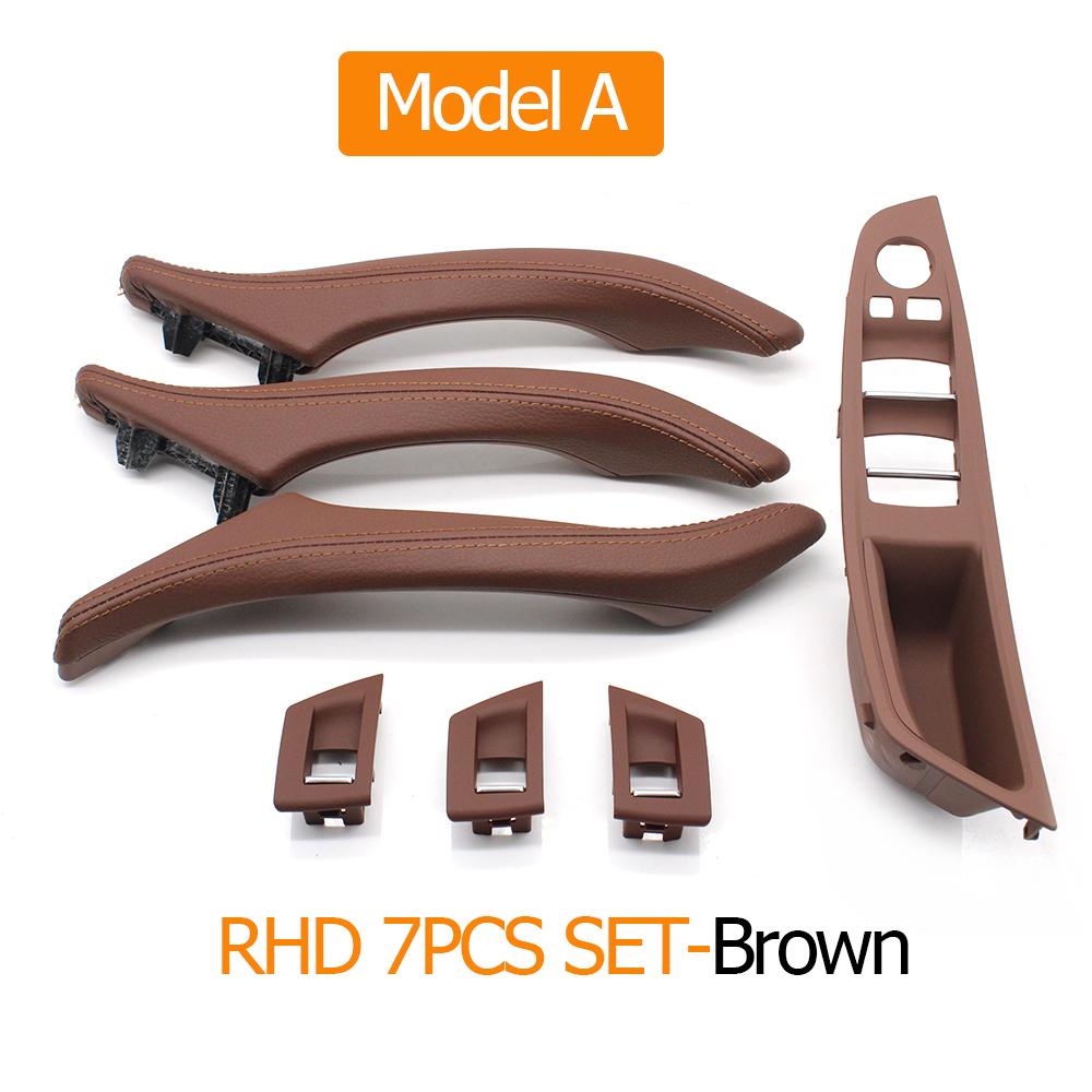 Right Hand Driver RHD Beige Black Car Interior Leather Door Handle Assembly 7PCS Set For BMW 5 Series F10 F11 523i 525i 528i 530
