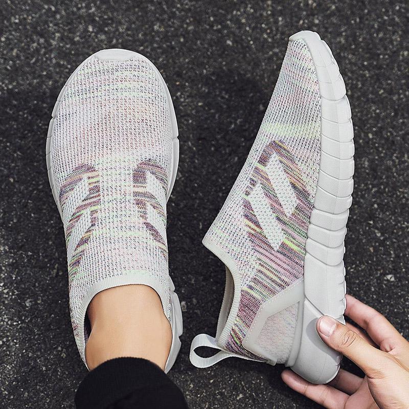 Men Slip on Sneakers 2025 Red Lightweight Breathable Mesh Men's Sneakers Cushioned Comfortable Sports Shoes for Men