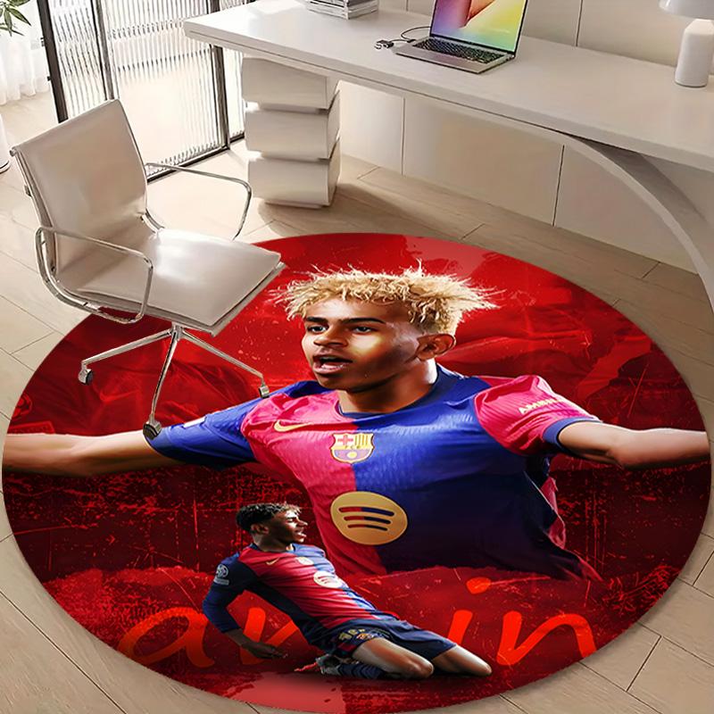 1pc Lamine Yamal Print Round Carpet Chair Round Carpet Suitable for Bedroom Living Room Home Decorative Carpet