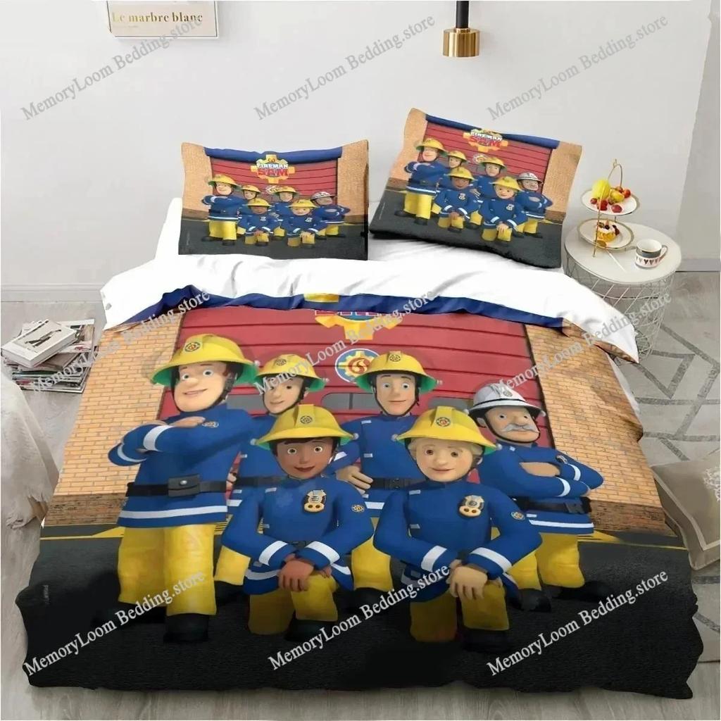 3D Cartoon Fireman Sam Toys Duvet Cover Set Comfortable and Warm Bedding Set for Decorating Your Bedroom and Enhancing Home Life