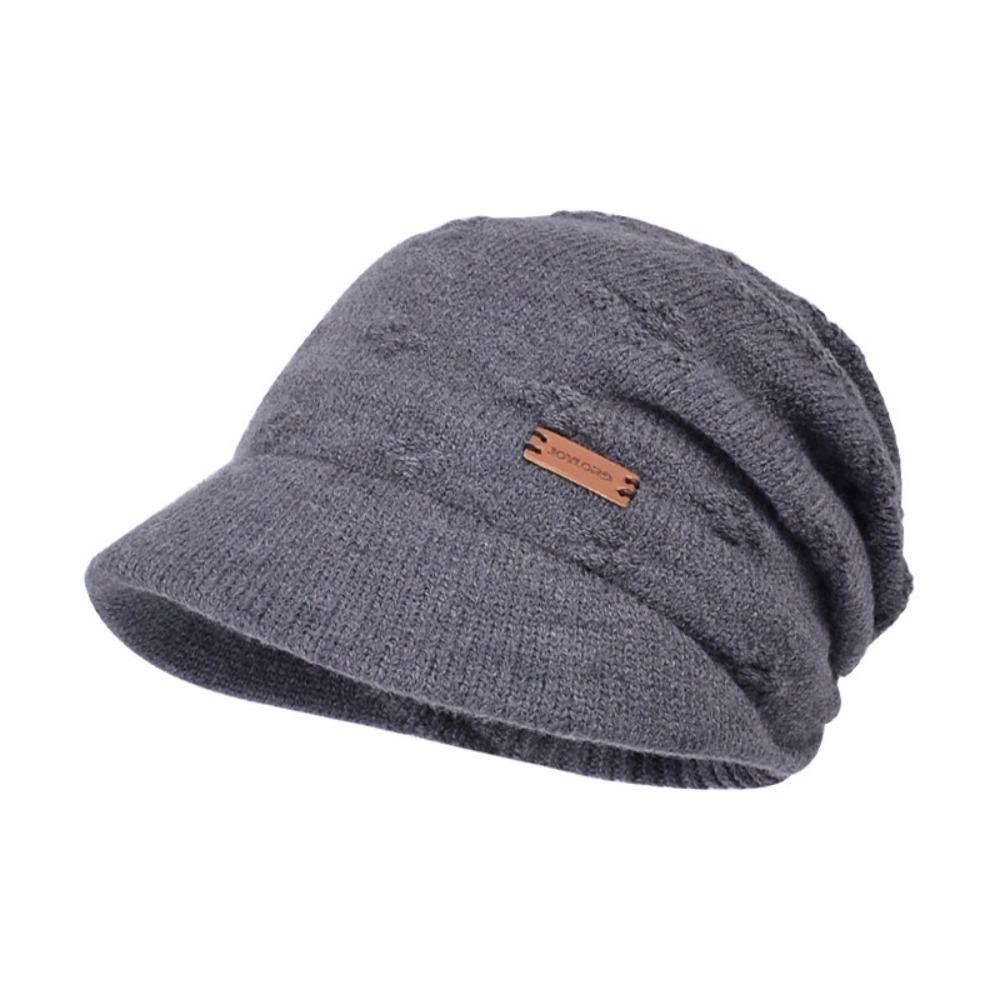 Casual Style Fleece Lined Bonnet Warm Thickened Winter Beanies Short Brim Beanie  Christmas Gifts
