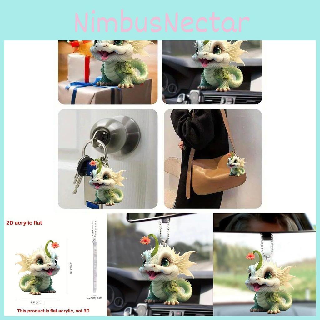 Unique 2d Acrylic Cute Dragon Car Hanging Ornament For Stylish Home Decor
