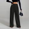 Women Pants Straight Wide-Leg High-Waisted Slimming Trousers Solid Color Loose Fit Dress Pants Workwear