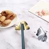 4pcs 304 Stainless Steel Chopstick Pillow Rust-proof Pen Rack Ginkgo Leaf Chopsticks Holder  Canteen