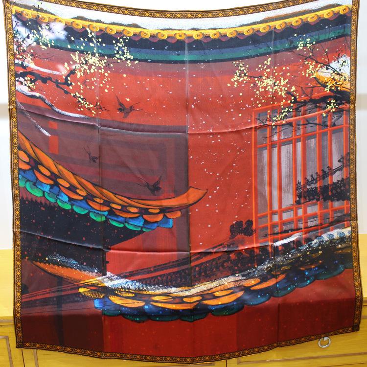 Forbidden City Series Chinese Style Satin Silk New Mulberry Silk 110 Square Scarf Silk Scarf Scarf Shawl Ladies Batch 106*106cm