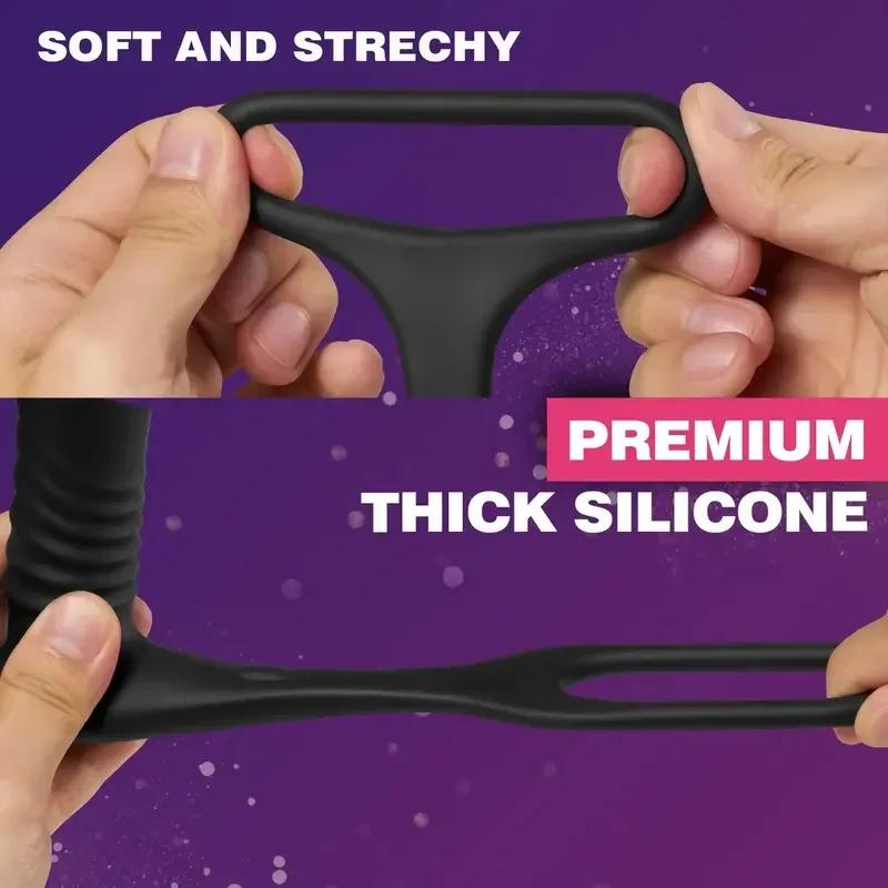 Thrusting Vibrating Anal Vibrator for Men Prostate Massager Cock Ring Anal Butt Plug G Spot Massager Male Sex Toys for Couples