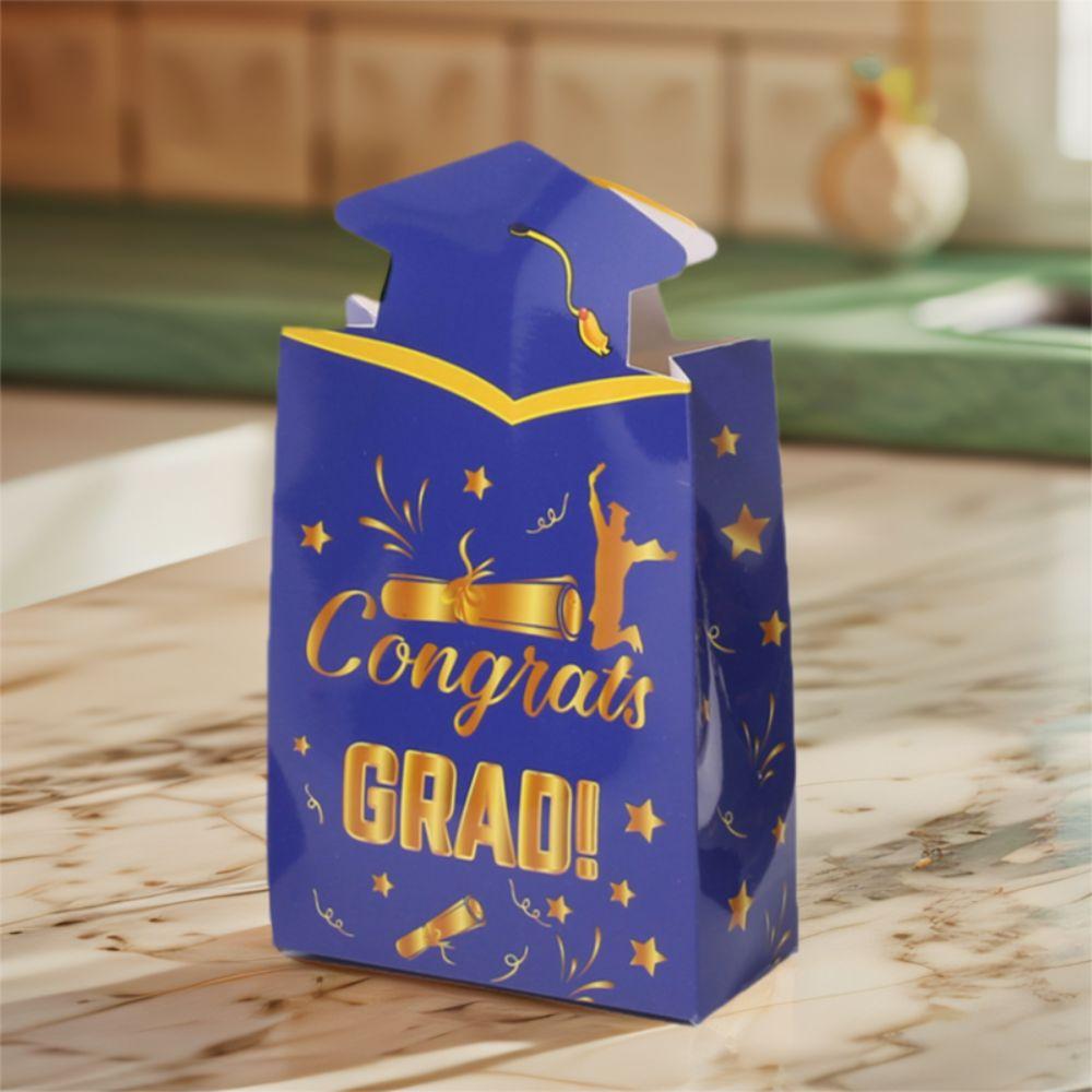 20pcs Congrats Grad Graduation Hat Box Celebration Candy Gift Bag Favor Packaging Box Graduation
