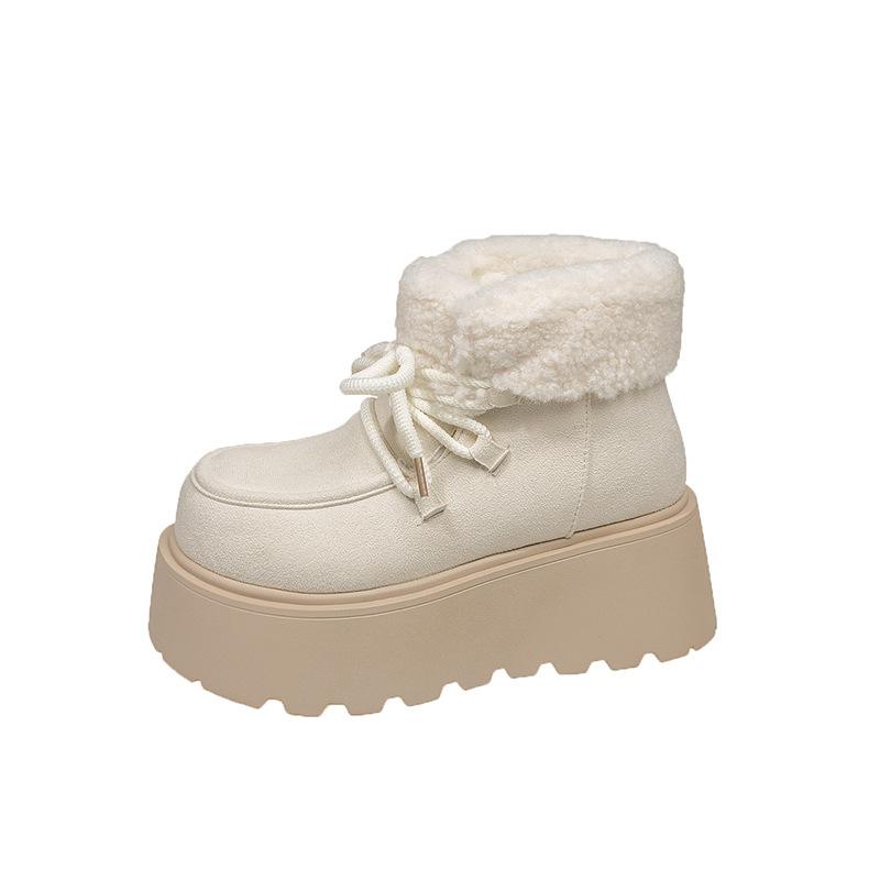 Winter Chunky Platform Women Fur Snow Boots Keep Warm Thick Sole Warm  Short Booties Shoes Zapatos Mujer
