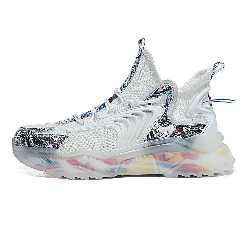 Shoes Men's Size Summer Flying Woven Breathable Hollow Fashion Shoes Popcorn Bottom Men's Lightweight Casual Sneaker