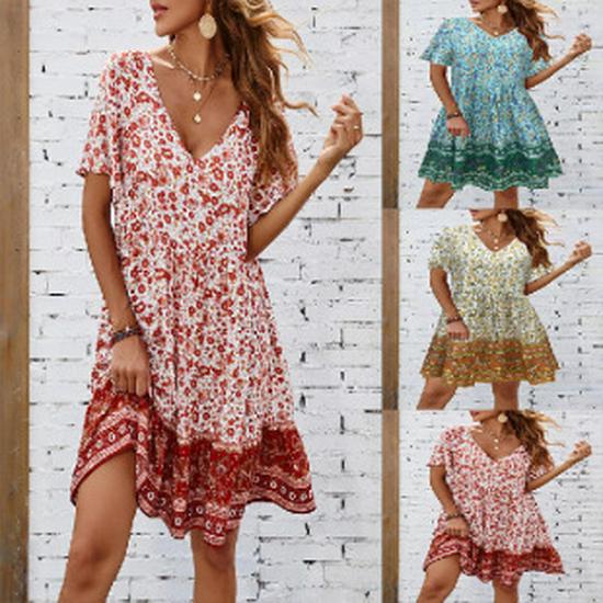 2025 Summer Leopard Print Women's Plus Size Short Sleeve Dress