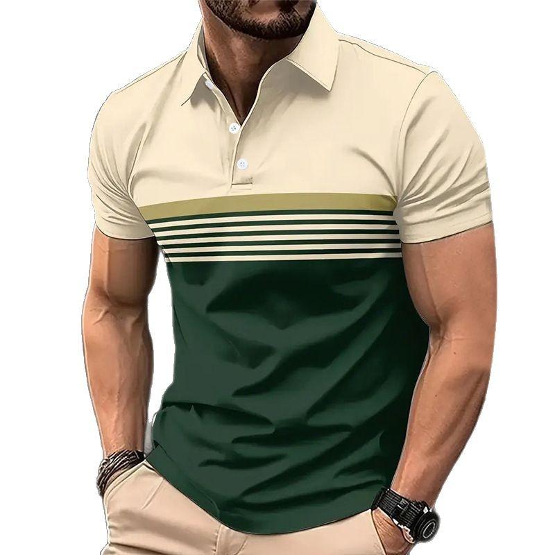 Men's Summer New Short-sleeved Polo Shirt 3D Digital Printing Lapel Casual Outdoor Polo Shirt