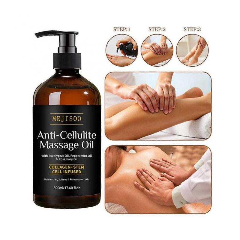 500ml Anti-Cellulite Massage Oil Firming Body Oil with Collagen for Women & Men, Reduces Stretch Marks, Improves Skin Texture