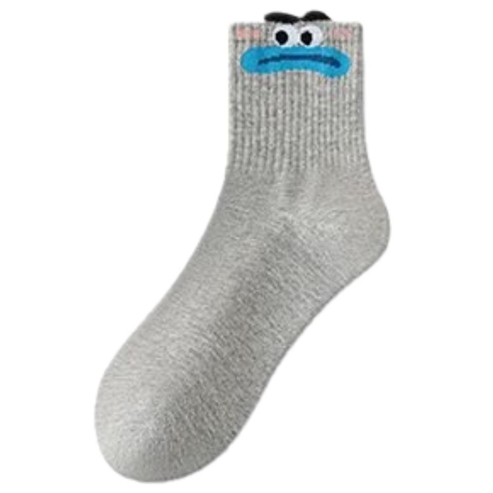 Girls' Mid-Calf Cartoon Socks - Pure Cotton, Odor-Resistant, Perfect for Autumn/Winter, Ideal for Teens and Older Children