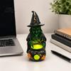 Scary Witch Cauldron Ornament Halloween Lamp Figurine, Resin Witches Lighted-Up Festival Party Table Decor Cauldron, Supplies Shelf Fireplace
