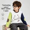 Boys' Smile Graphic Contrast Cotton Long-Sleeve T-Shirt
