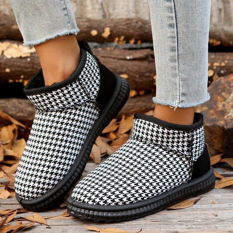Women's One Foot Stirrup Large Size Soft Sole Winter Warm Anti-slip Fur One Snow Boots Padded Lined Ankle Boots Anti-slip Sports Cotton Boots