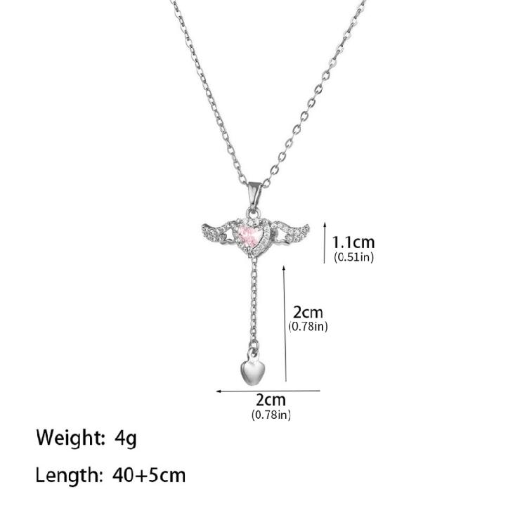 Elegant Heart With Wing Necklace In Shining Zinc Alloy Design Fashion Accessory Gift Perfect For Romance Presents